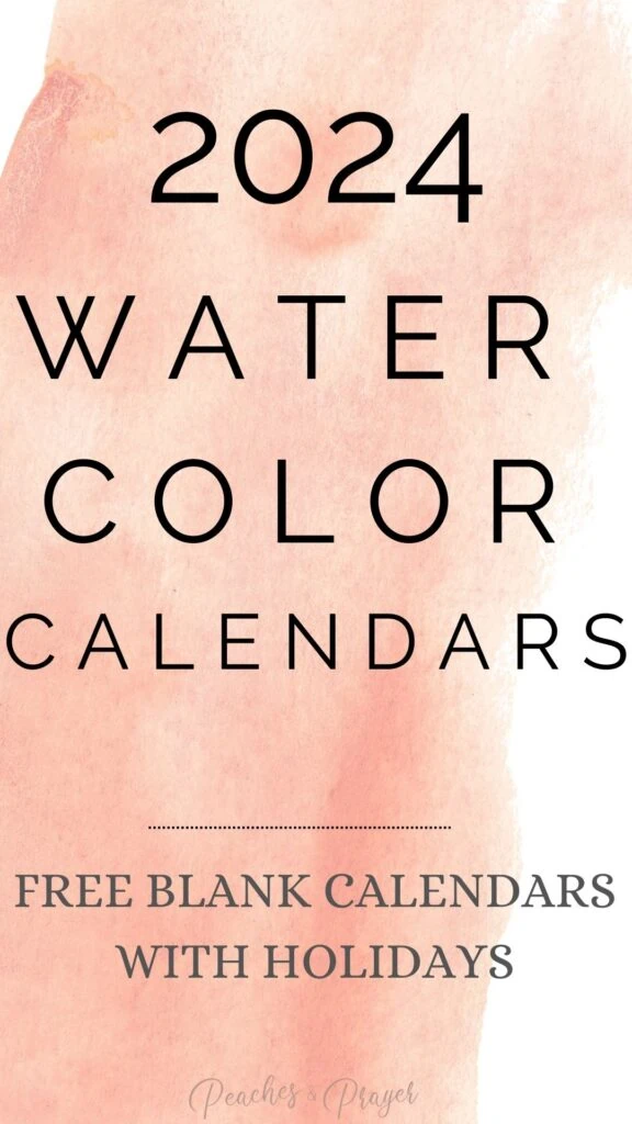 2024 Watercolor Printable Calendars